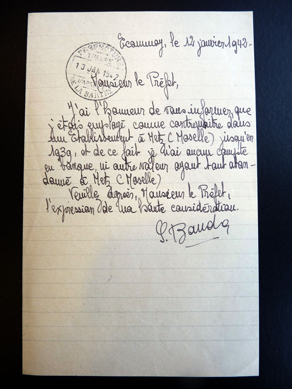 Banda Siegmund lettre